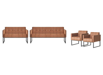 Set da ufficio 4 pezzi 2 divani a 3 posti 2 poltrone Marrone Monocolore Stile Moderno  Set da ufficio 4 pezzi 2 divani a 3 posti 2 poltrone Marrone Monocolore Stile Moderno