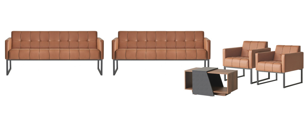 Set da studio 5 pezzi 2 divani a 3 posti 2 poltrone Tavolino Marrone Grigio Stile