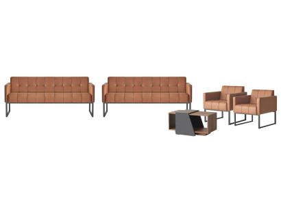 Set da studio 5 pezzi 2 divani a 3 posti 2 poltrone Tavolino Marrone Grigio Stile