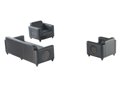 Set da studio 3 pezzi divano a 3 posti con 2 poltrone nero soggiorno moderno  Set da studio 3 pezzi con divano a 3 posti e 2 poltrone nere per un soggiorno moderno