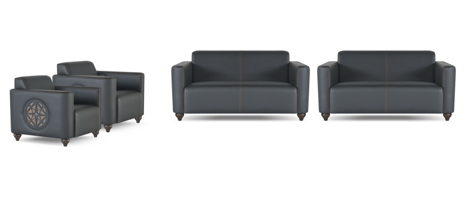 Arbeitszimmer-Set 4 pezzi 2x divano a 2 posti con 2 poltrone colore nero per il soggiorno