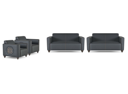 Arbeitszimmer-Set 4 pezzi 2x divano a 2 posti con 2 poltrone colore nero per il soggiorno