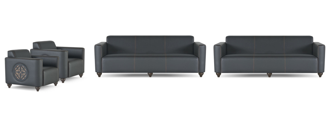 Set da studio 4 pezzi 2 divani a 3 posti 2 poltrone nere monocolore moderne  Set da studio 4 pezzi con 2 divani a 3 posti e 2 poltrone nere monocromatiche moderne