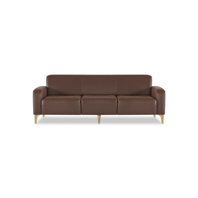 Set da ufficio con divano a 3 posti, divano a 2 posti e 2 poltrone, marrone, monocolore, moderno.