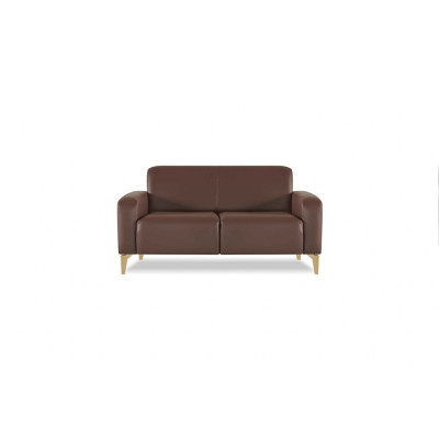 Set da ufficio con divano a 3 posti, divano a 2 posti e 2 poltrone, marrone, monocolore, moderno.