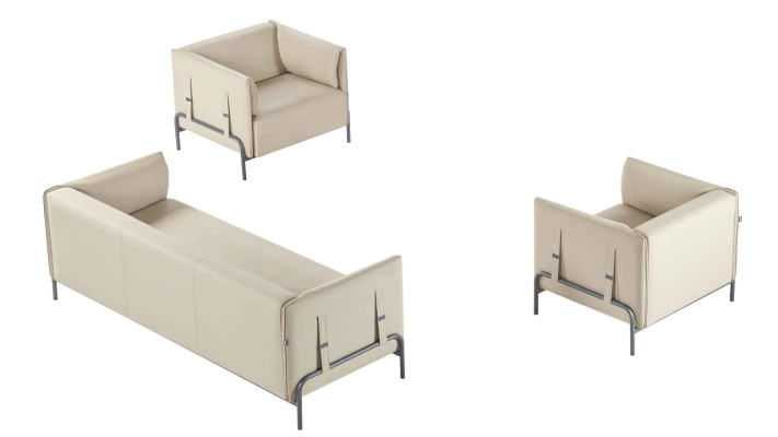 Set da studio 3 pezzi beige con divano a 3 posti e 2 poltrone con cuscini per il soggiorno.   Set da studio 3 pezzi beige con divano a 3 posti e 2 poltrone con cuscini per il soggiorno.