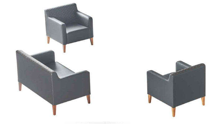Set da ufficio 3 pezzi - Divano a 2 posti 2 poltrone nere monocolore Soggiorno  Set da ufficio 3 pezzi - Divano a 2 posti 2 poltrone nere monocolore per il soggiorno