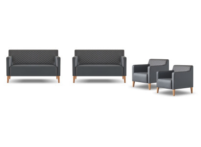 Set da studio 4 pezzi 2 poltrone 2 poltrone nere Monocolore Moderno  Translated to Italian: Set da studio 4 pezzi con 2 poltrone nere, monocolore e moderno.