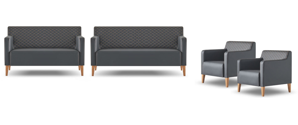 Set da studio 4 pezzi 3 posti 2 posti 2 poltrone nero Salotto