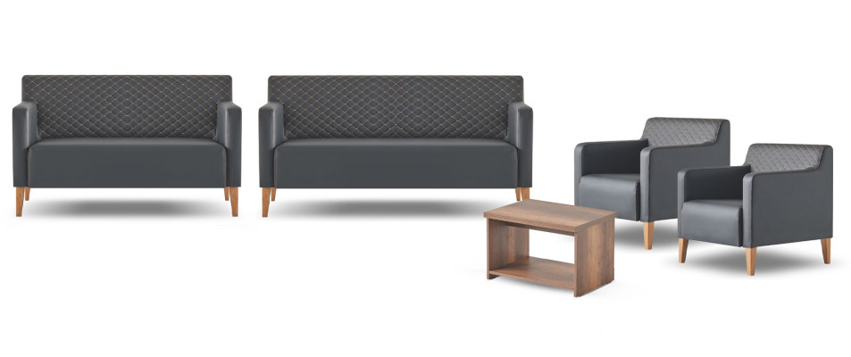 Set da ufficio 5 pezzi nero 3 posti 2 posti 2 poltrone tavolino  Set da ufficio composto da 5 pezzi nero con 3 posti, 2 posti, 2 poltrone e un tavolino.