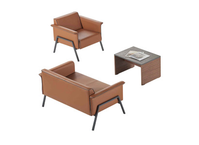 Marrone set da ufficio Tavolo in legno di design Sedia singola Divano a due posti Mobili