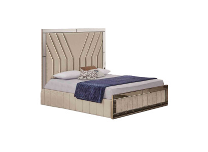 Camera da letto beige Letto Designer Letto matrimoniale Cornice del letto di lusso Letto