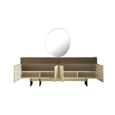 Marrone-Beige credenza da cucina, mobili da sala da pranzo di design, comò di lusso.