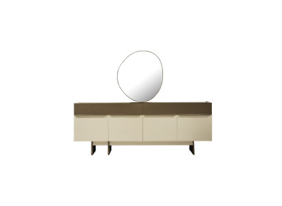 Marrone-Beige credenza da cucina, mobili da sala da pranzo di design, comò di lusso.