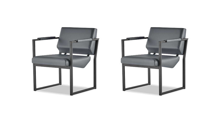 Set di sedie da ufficio poltroncina nera poltrona moderna 1 posto in pelle acciaio inox