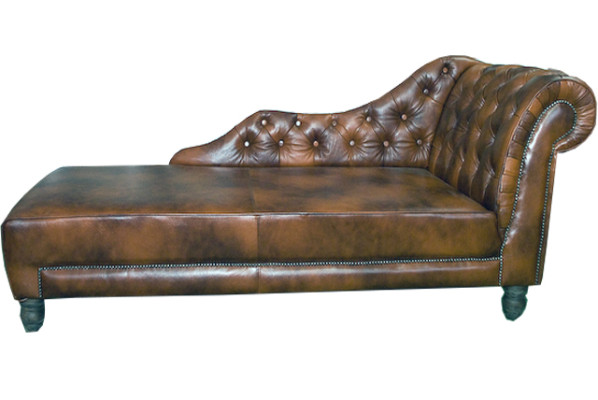 Chaiselongue Chesterfield Divano Chaise longue in pelle e tessuto Relax