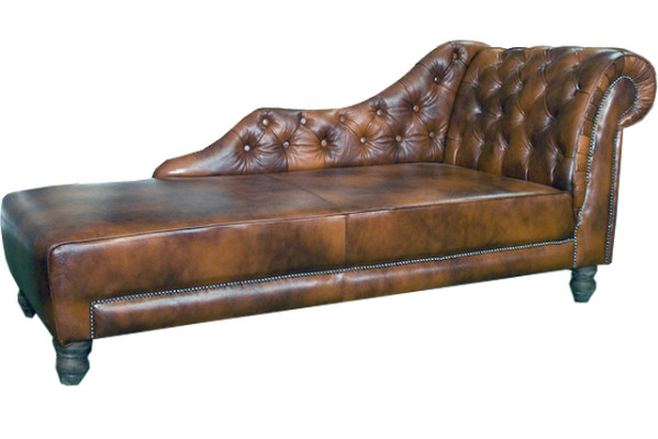 Chaiselongue Chesterfield Divano Chaise longue in pelle e tessuto Relax