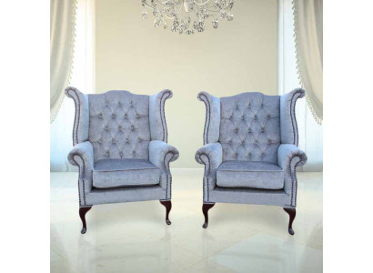 Chesterfield Poltrona Poltrona Divano Divano Imbottito Seduta Lounge Baby blue Relax