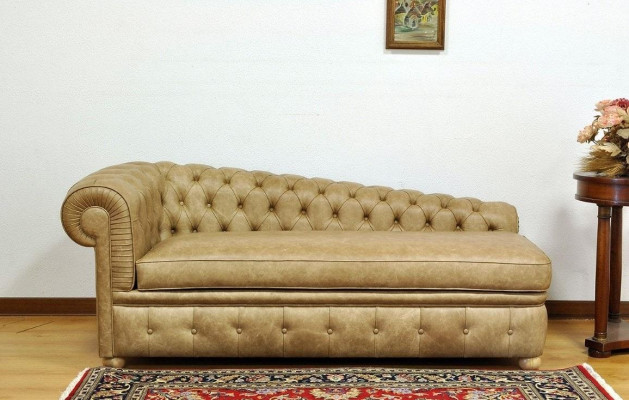 Chaise longue Divano Chesterfield Verde Divano Letto Pouf Dormeuse Pelle Chaise