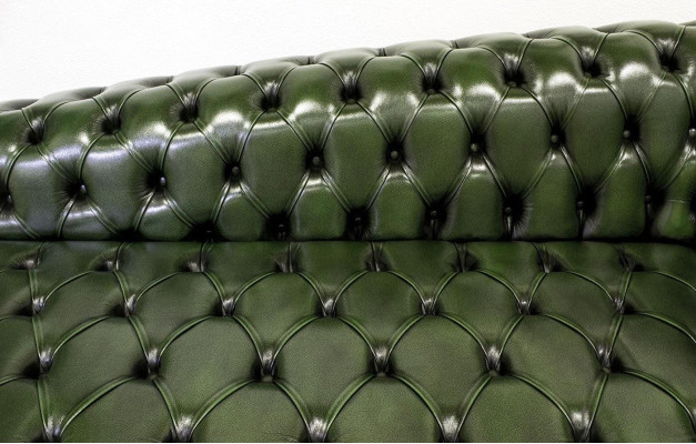Chaise longue Divano Chesterfield Verde Divano Letto Pouf Dormeuse Pelle Chaise