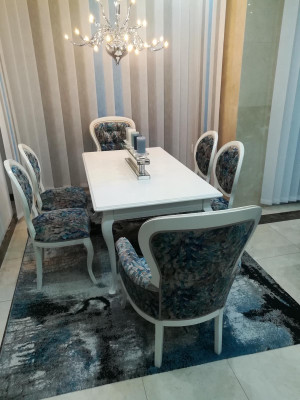Stile mangia Sedie da pranzo classiche grigio-blu in pratico set da 4