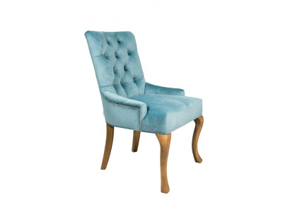 Classica poltrona Chesterfield blu in tessuto poltrona imbottita.
