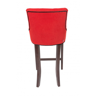 Set di sgabelli da bar Chesterfield rossi, design, set di 4 sgabelli imbottiti, sedie in legno massello.
