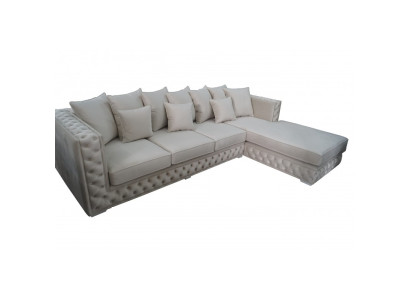Divano angolare Chesterfield design divano angolare imbottito moderno in tessuto.