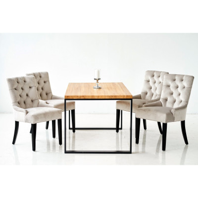 Sala da pranzo Tavolo + 4 sedie Chesterfield Gruppo di poltrone Upholstered