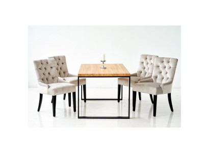 Sala da pranzo Tavolo + 4 sedie Chesterfield Gruppo di poltrone Upholstered