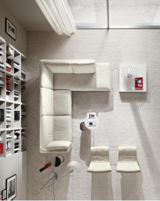 Prianera Divano Angolare in Pelle Design Moderno Forma a L per Soggiorno