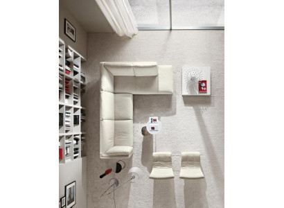Prianera Divano Angolare in Pelle Design Moderno Forma a L per Soggiorno