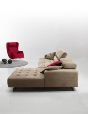 Divano angolare in pelle, divani moderni di lusso a forma di L, divano ad angolo grigio per il soggiorno, nuovo.