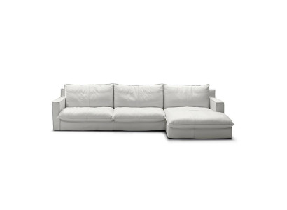 Divano angolare in pelle a L con design di lusso bianco per soggiorno PRIANERA