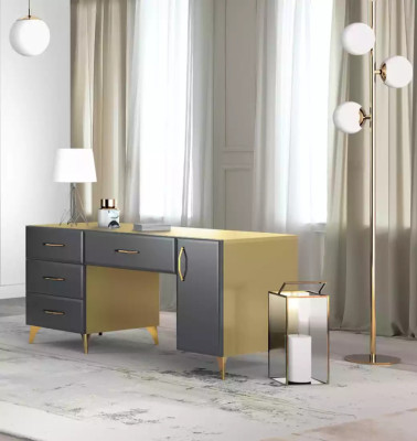 Set da soggiorno scrivania, credenza, libreria 3 pezzi. Tavolo mobili in legno