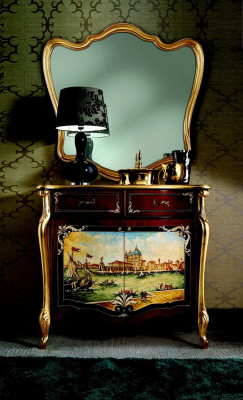 Comò italiano credenza dipinta a mano armadio lusso credenza in legno italiana.