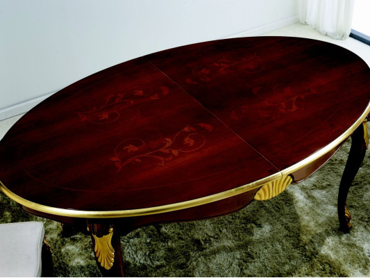 Tavolo ovale Mobili italiani Tavolo da pranzo di lusso Sala da pranzo Legno Stile classico