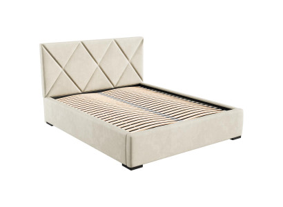 Letto Beige Letto Matrimoniale Stile Elegante Letto Imbottito Tessuto Camera da Letto Moderno Nuovo