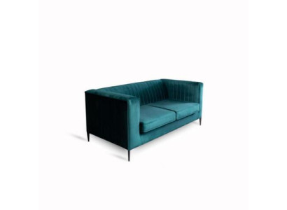 Divano 2 posti Verde Elegante Design Moderno di Lusso Mobili in Legno Tessuto Imbottito Nuovo