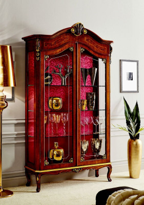 Vetrina Armadio in legno Armadi Vetrina in vetro Mobili dotati di stile italiano Mobiletto Scaffale Stile barocco