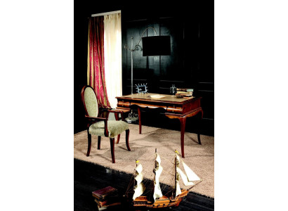 Mobili in legno di lusso per ufficio, set da 2 pezzi con scrivania e sedia, tavoli italiani in stile barocco.