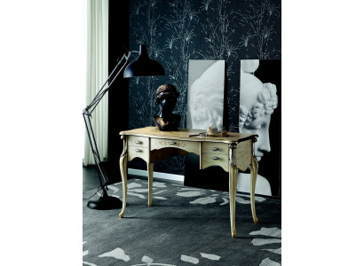 Scrivania di lusso Consolle da tavolo di lusso Mobili da ufficio Barocco in oro Legno massello