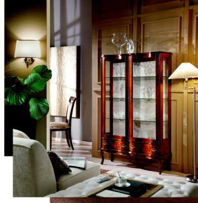 Mobili Vetrina classica di lusso in stile antico barocco rococò, nuovo per il soggiorno.