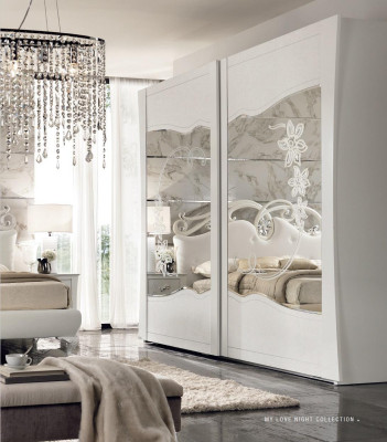 Armadio a due ante scorrevoli camera da letto in legno Armadio Armadi Legno Specchio Nuovo