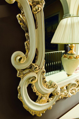 Classico specchio tavolo da toeletta consolle dorato in legno mobile da camera da letto 2 pezzi