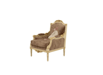 Sedia da designer classica in legno con dettagli intagliati.