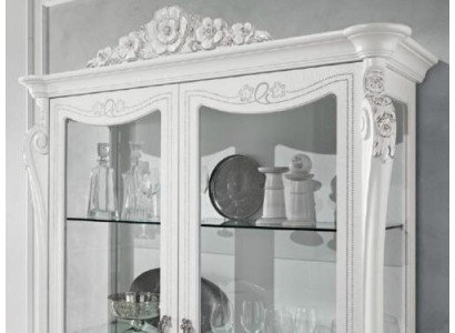 Vetrina Bianca Cabinet in vetro Design Armadio classico Mobile di lusso in legno Vetrine Nuovo