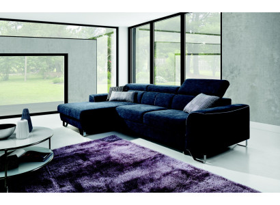 Tessuto Divano Divano Imbottito Angolo Design Set Blue Living Textile