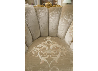 Poltrona Sedia Imbottitura TV Pelle Tessuto Beige Design Lounge Club Relax