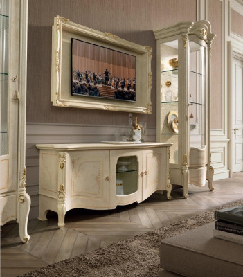 Vetrina classica Vetrine Armadio di lusso in stile italiano in legno Nuovo con vetro